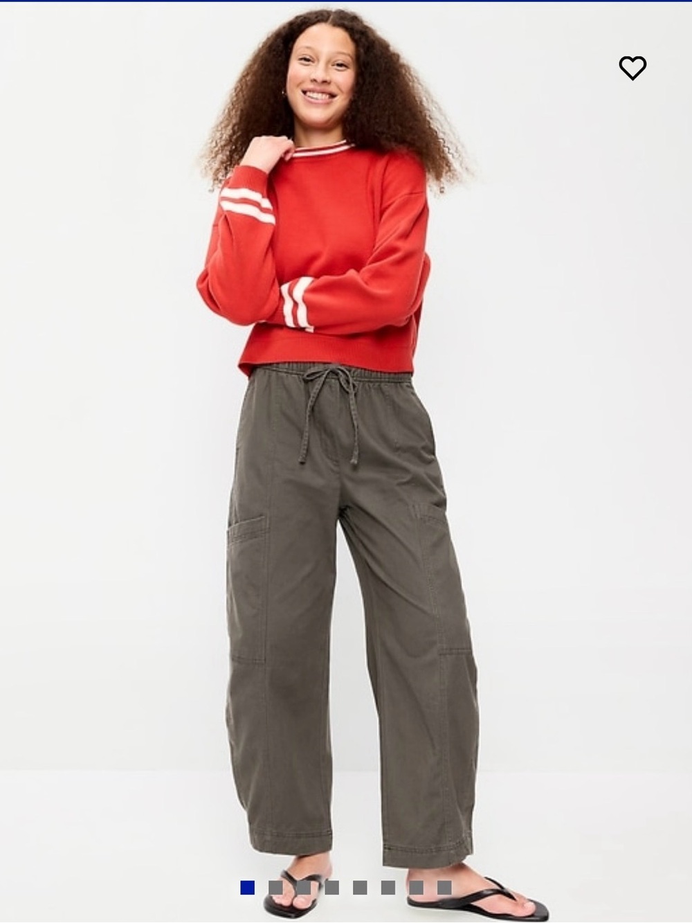 Mid rise barrel utility pant olive green